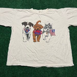 VINTAGE USA Patriotic Dogs Adult Graphic T-Shirt.